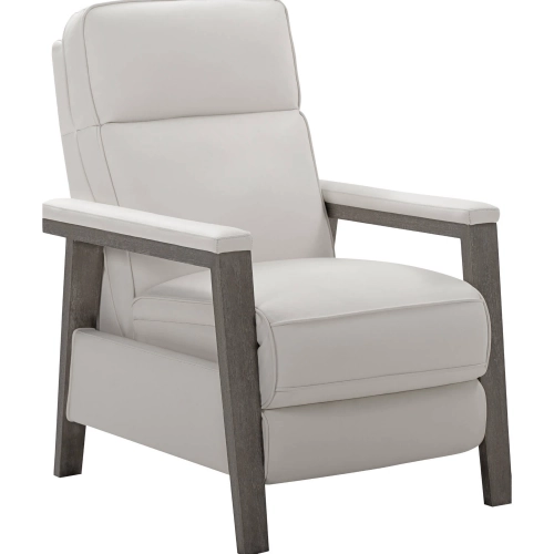 Ashland Manual Recliner in Cason Off White in Top Grain Leather & Grey Wood